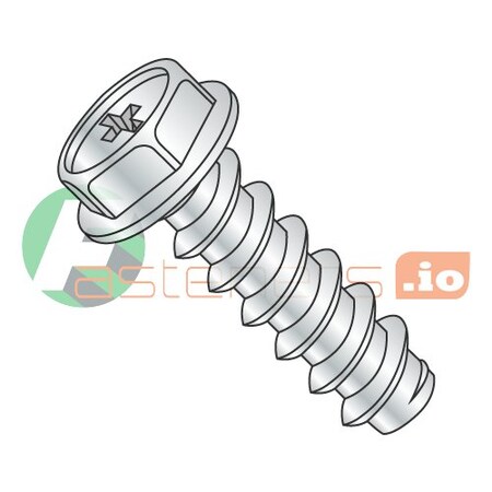 Newport Fasteners Thread Cutting Screw, #4 x 1/4 in, Zinc Plated Steel Hex Head Phillips Drive, 10000 PK 899733